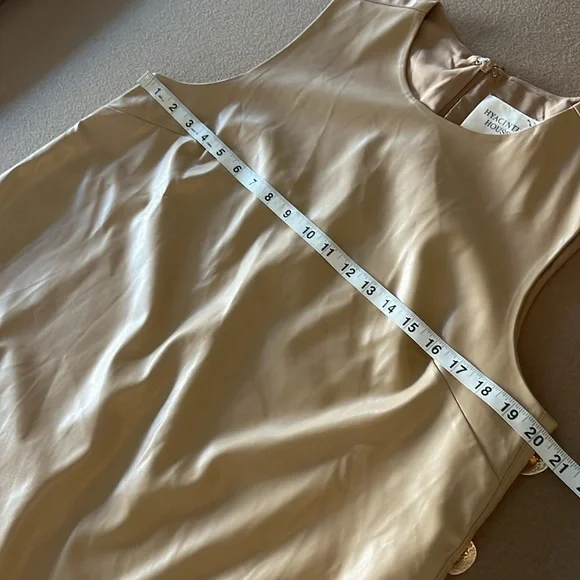 HYACINTH HOUSE by TUCKERNUT Butterscotch Bitsy Faux Leather Mini Swing Dress- M - Picture 8 of 16